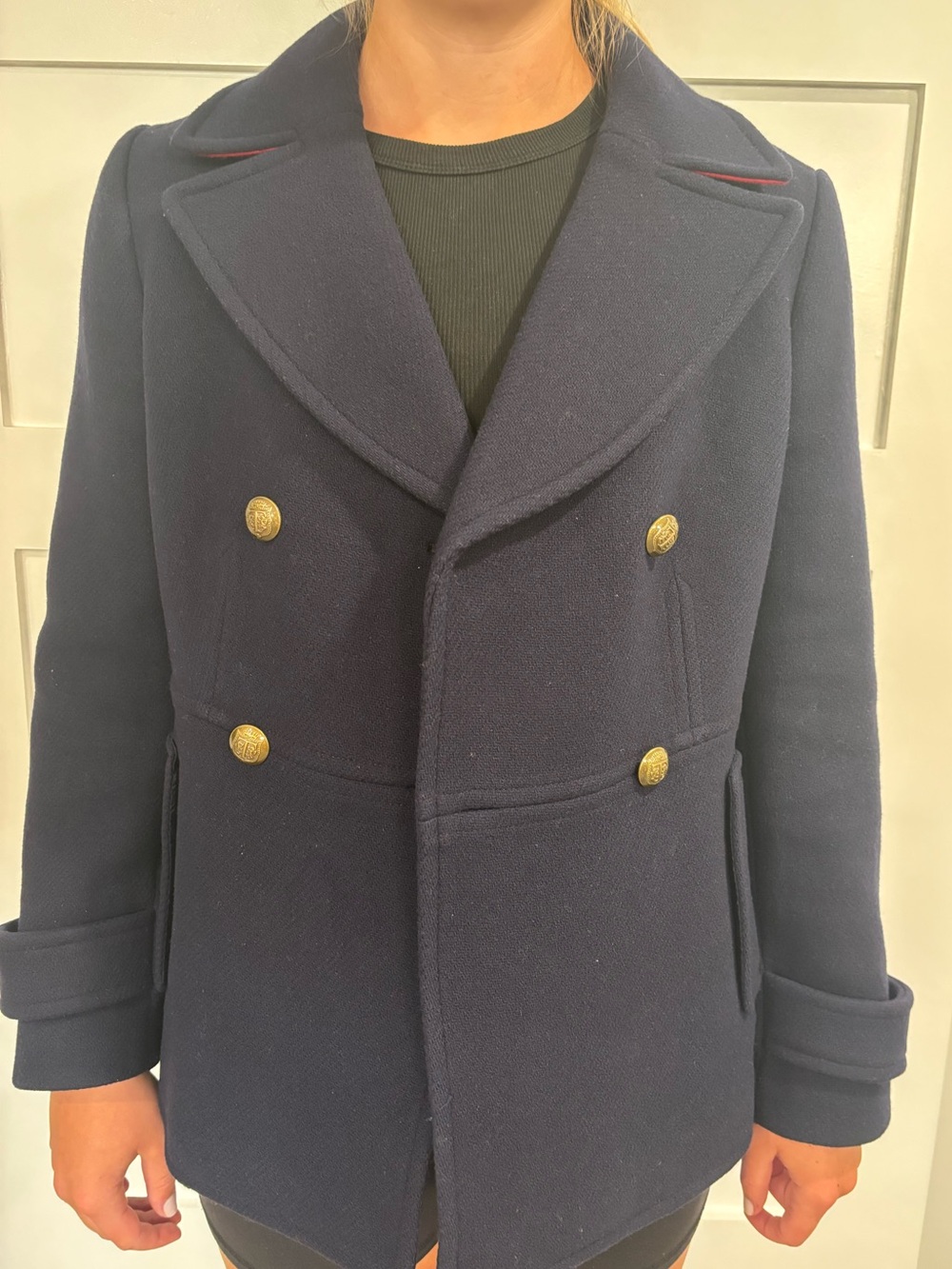 Talbots Double-Breasted Navy Wool Peacoat